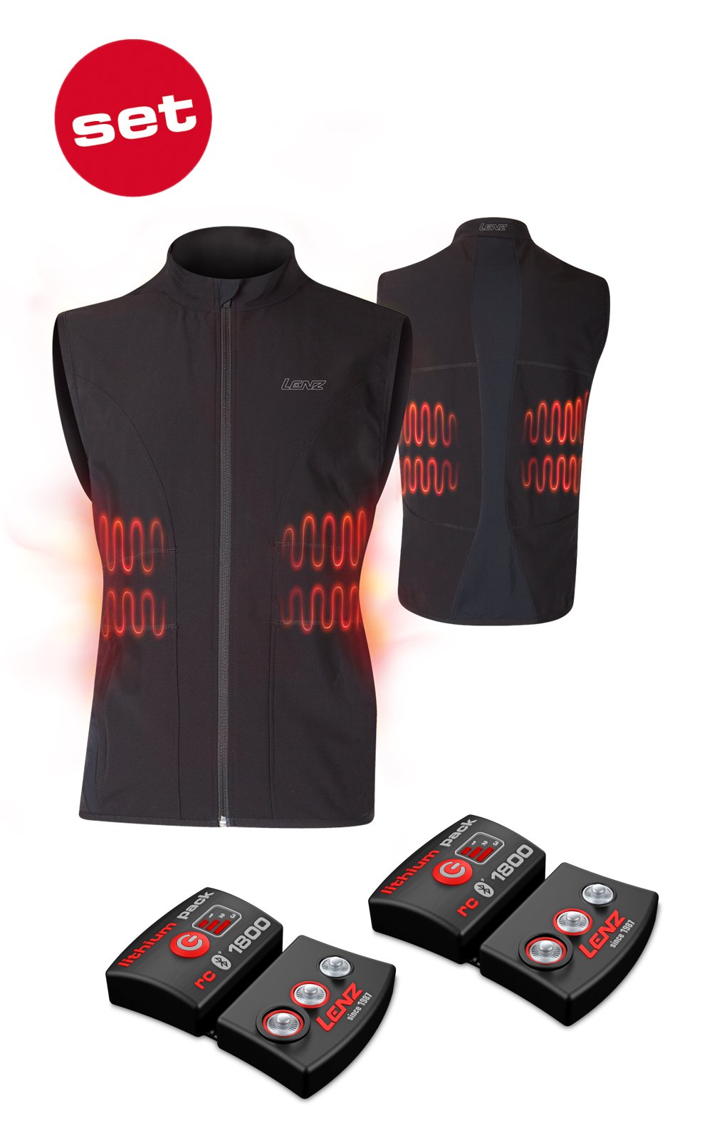 SET - Vyhrievaná vesta LENZ Heat Vest 1.0 Men + batérie lithium pack rcB 1800
