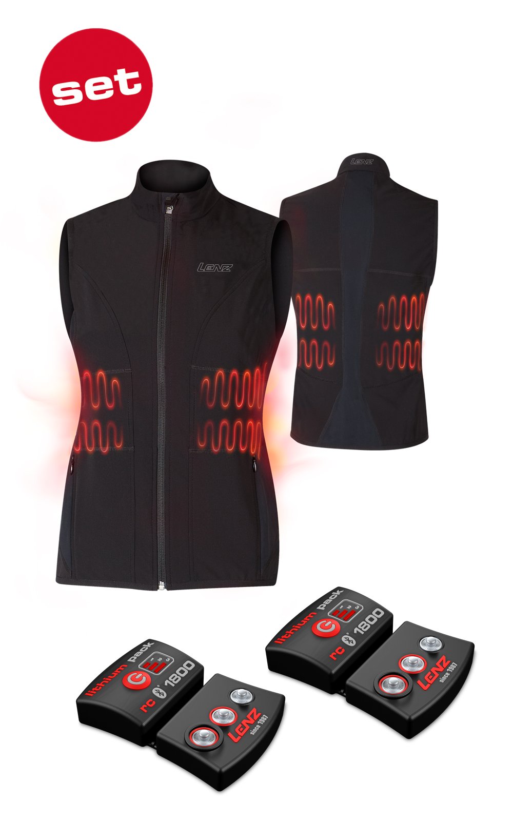 SET - Vyhrievaná vesta LENZ Heat Vest 1.0 Women + batérie lithium pack rcB 1800